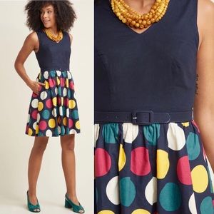 ModCloth “Take Up Space” A-Line Dress in Dots